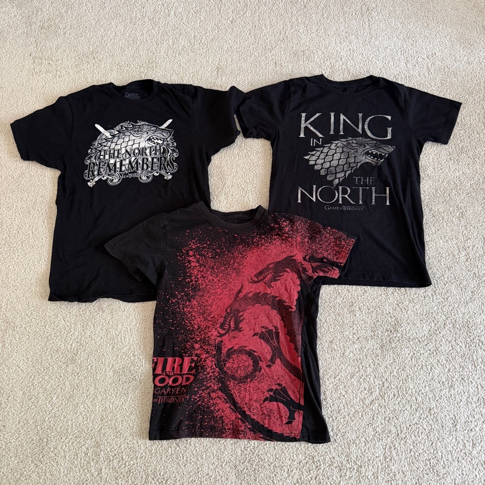Game of Thrones Shirt Lot Small XS Targaryen Fire & Blood King in the North